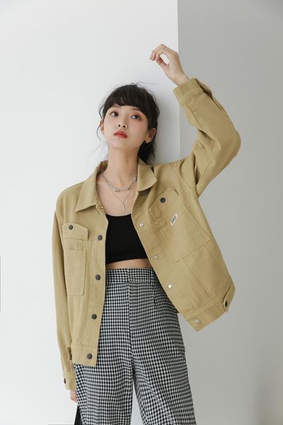 women's jackets the 2021 student loose casual jacket small short jeans coat women fall wear all match tide, Black;brown
women's jackets the 2021 student loose casual jacket small short jeans coat women fall wear all match tide, Black;brown