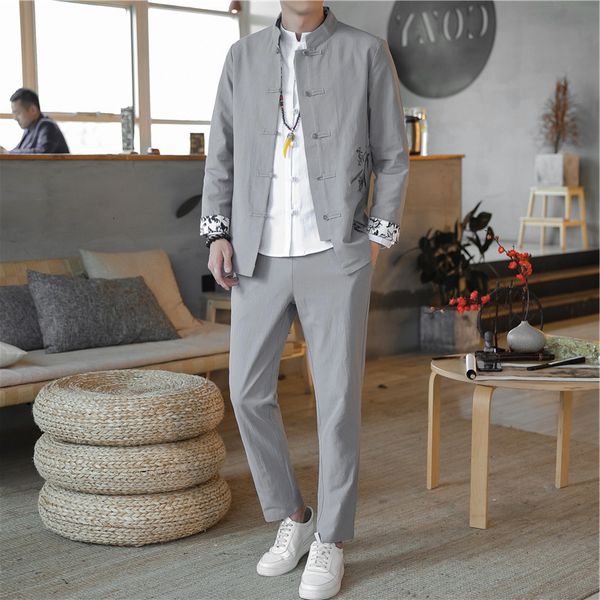 spring chine style men's 2021 men's embroidered stand collar zhongshan suit two piece set, White;black
spring chine style men's 2021 men's embroidered stand collar zhongshan suit two piece set, White;black