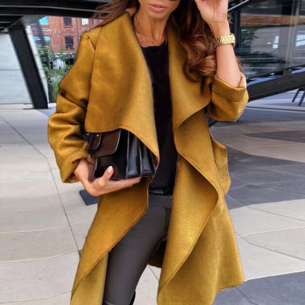 women's wool & blends solid long sleeve lace up turn-down ruffles collar spring/autumn tweed women casual overcoat, Black
women's wool & blends solid long sleeve lace up turn-down ruffles collar spring/autumn tweed women casual overcoat, Black