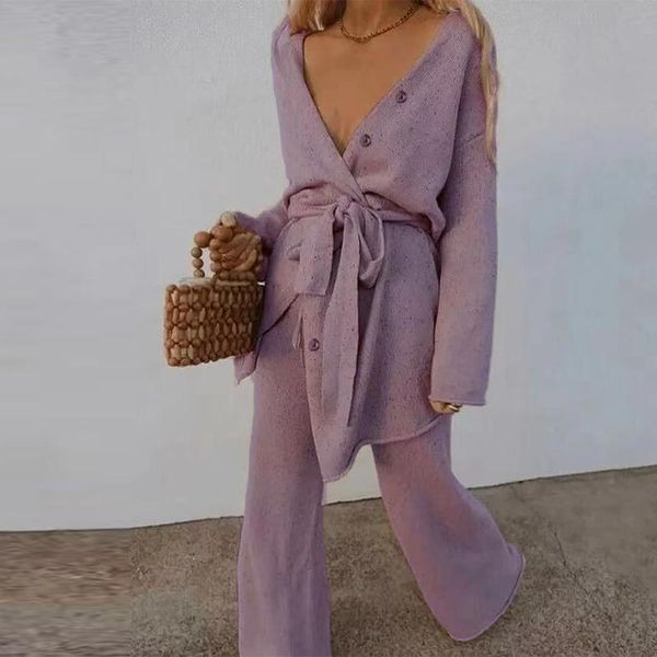 women's two piece pants knit solid loose cardigan trousers set 2021 autumn buttons lace up wide leg sets female basic casual suit, White
women's two piece pants knit solid loose cardigan trousers set 2021 autumn buttons lace up wide leg sets female basic casual suit, White