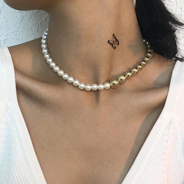 chokers diezi vintage imitation pearl necklace for girls fashion clavicle chain gold color ccb plastic beads jewelry, Golden;silver
chokers diezi vintage imitation pearl necklace for girls fashion clavicle chain gold color ccb plastic beads jewelry, Golden;silver