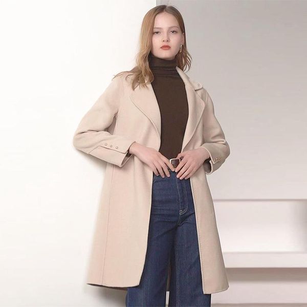women's wool & blends sparsil winter long 100% coat woman mid-length double-faced woolen coats with covered button office lady overcoat, Black
women's wool & blends sparsil winter long 100% coat woman mid-length double-faced woolen coats with covered button office lady overcoat, Black