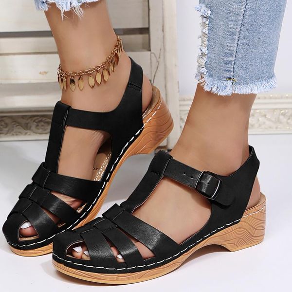 sandals woman summer vintage wedge buckle casual sewing women shoes female ladies platform retro sandalias plus size, Black
sandals woman summer vintage wedge buckle casual sewing women shoes female ladies platform retro sandalias plus size, Black