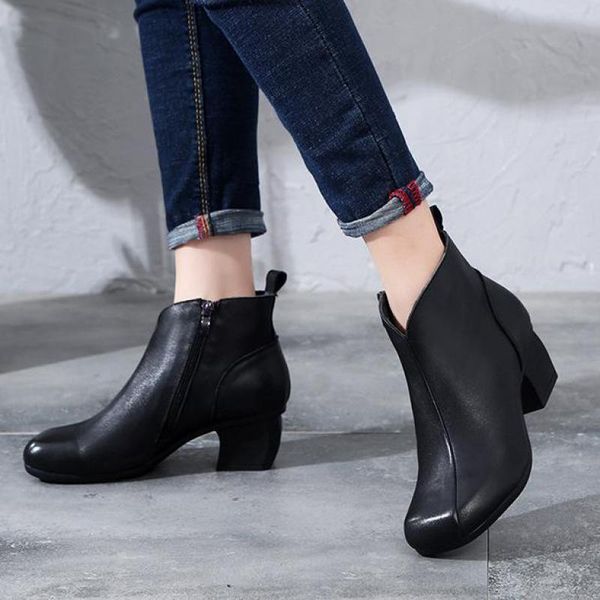 boots johnature 2021 winter retro round toe genuine leather platform women shoes zip sewing leisure handmade ankle, Black
boots johnature 2021 winter retro round toe genuine leather platform women shoes zip sewing leisure handmade ankle, Black