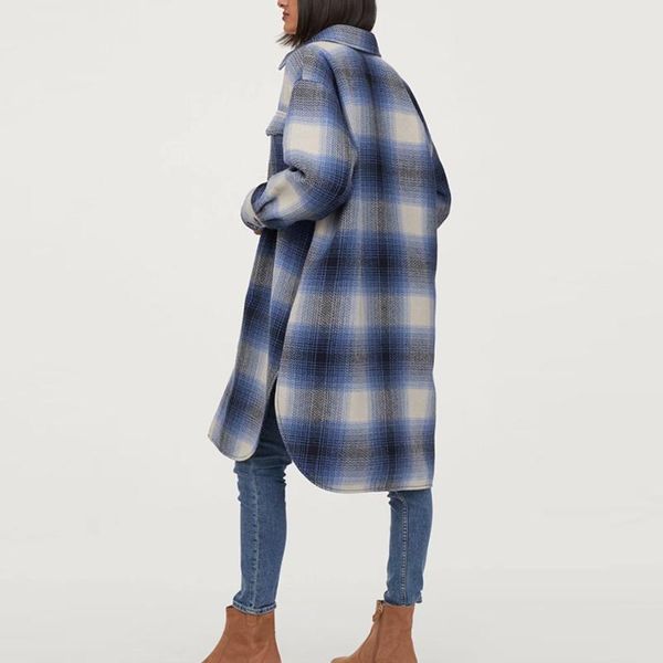 women's wool & blends loose long pockets plus size fashion street female outerwear women autumn winter plaid coats 2021, Black
women's wool & blends loose long pockets plus size fashion street female outerwear women autumn winter plaid coats 2021, Black
