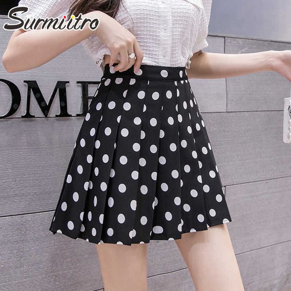 surmiitro summer fashion polka dots mini skirt women korean style black high waist pleated skirt female with shorts lining 210712
surmiitro summer fashion polka dots mini skirt women korean style black high waist pleated skirt female with shorts lining 210712