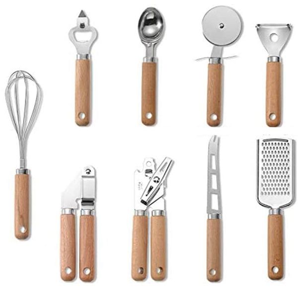 kitchen cooking utensils set,stainless steel gadget tool with wooden handle,whisk/peeler/cutter/can opener/corkscrew dinnerware sets
kitchen cooking utensils set,stainless steel gadget tool with wooden handle,whisk/peeler/cutter/can opener/corkscrew dinnerware sets