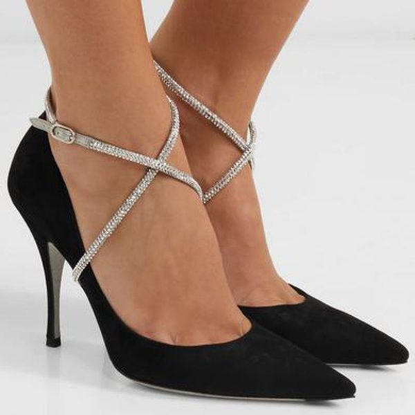 lady shoes pumps high heels sandals crystal cross-strap single pointed toe thin heel buckle shallow brand women shoe dress, Black
lady shoes pumps high heels sandals crystal cross-strap single pointed toe thin heel buckle shallow brand women shoe dress, Black