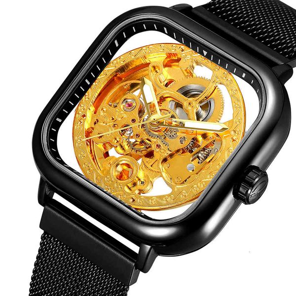 bolyte square transparent flower acceleration skeleton clock black mesh belt fashion men lighting hand colock, Slivery;brown
bolyte square transparent flower acceleration skeleton clock black mesh belt fashion men lighting hand colock, Slivery;brown