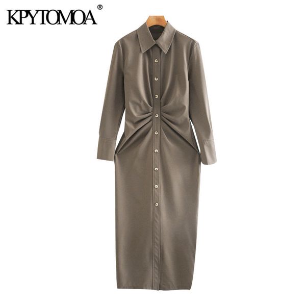 women chic fashion with pleated cuffs draped midi shirt dress vintage long sleeve button-up female dresses mujer 210416, Black;gray
women chic fashion with pleated cuffs draped midi shirt dress vintage long sleeve button-up female dresses mujer 210416, Black;gray