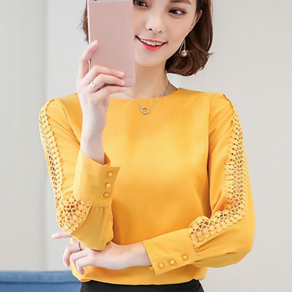 women chiffon blouse long sleeve lace shirt hollow out blouses summer slim shirts women's &, White
women chiffon blouse long sleeve lace shirt hollow out blouses summer slim shirts women's &, White