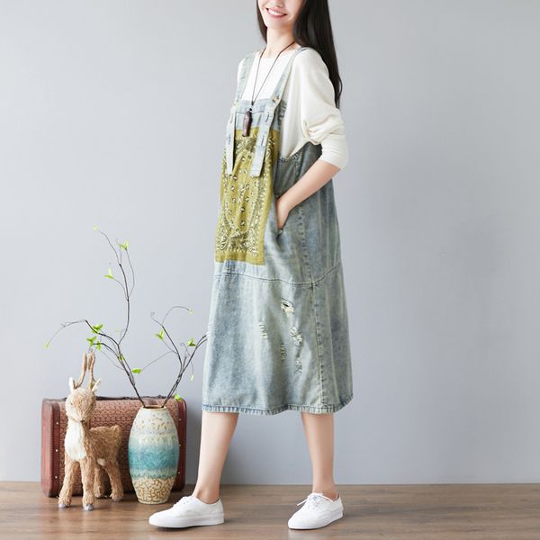 johnature japan style straight summer dress print sleeveless pockets jeans dress knee-length vintage strap women dress 210521, Black;gray
johnature japan style straight summer dress print sleeveless pockets jeans dress knee-length vintage strap women dress 210521, Black;gray