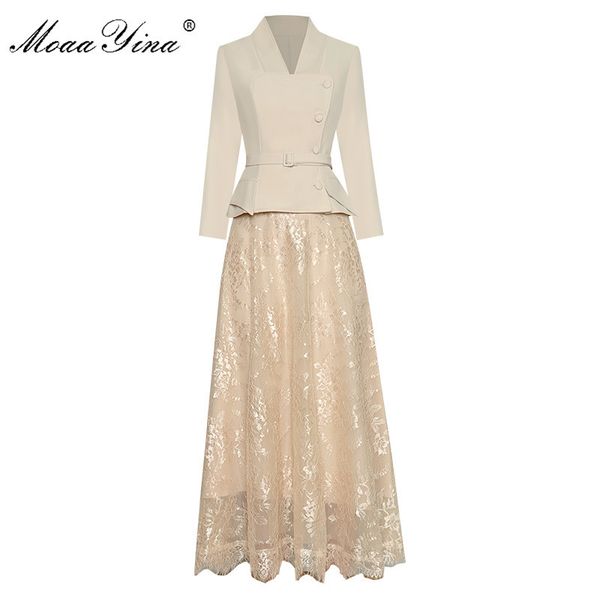fashion set spring women's v-neck long sleeve single-breasted +lace skirt elegant two-piece set 210524, White
fashion set spring women's v-neck long sleeve single-breasted +lace skirt elegant two-piece set 210524, White