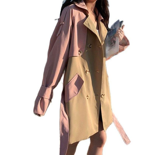 women's trench coats fashion color-blocking windbreaker mid-length 2021 spring autumn waist long female outerwear f1023, Tan;black
women's trench coats fashion color-blocking windbreaker mid-length 2021 spring autumn waist long female outerwear f1023, Tan;black