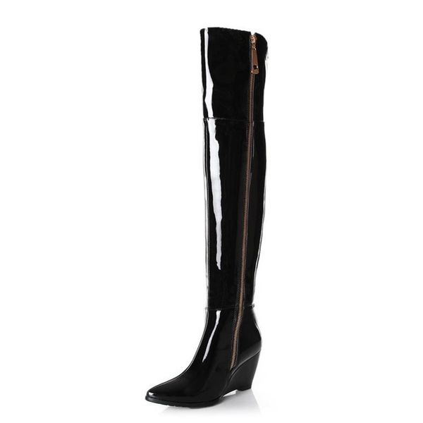 boots 2021 winter slope heel high pointed over the knee side zipper large size 40-43 female knight patent, Black
boots 2021 winter slope heel high pointed over the knee side zipper large size 40-43 female knight patent, Black