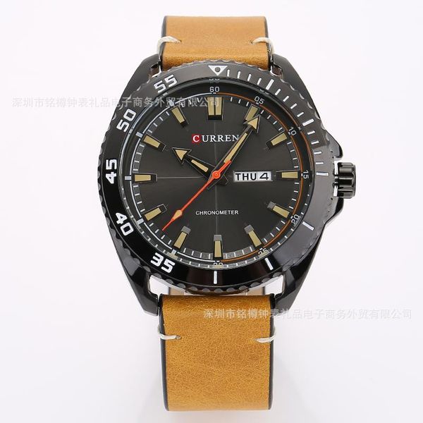 wristwatches style gift men's watch date week quartz waterproof leather belt, Slivery;brown
wristwatches style gift men's watch date week quartz waterproof leather belt, Slivery;brown