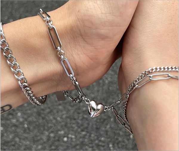 charm titanium steel bracelets splicing magnet heart phase link bracelet for couple women men, Black
charm titanium steel bracelets splicing magnet heart phase link bracelet for couple women men, Black