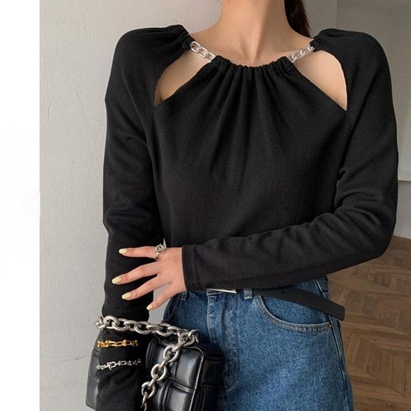 women's t-shirt long sleeve black harajuku 2021 spring chain hollow korean slim navel goth clothes, White
women's t-shirt long sleeve black harajuku 2021 spring chain hollow korean slim navel goth clothes, White