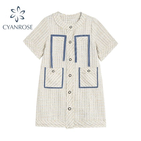 irregular pocket design women plaid dress summer fashion o neck short sleeve button female casual straight mini dresses 210430, Black;gray
irregular pocket design women plaid dress summer fashion o neck short sleeve button female casual straight mini dresses 210430, Black;gray