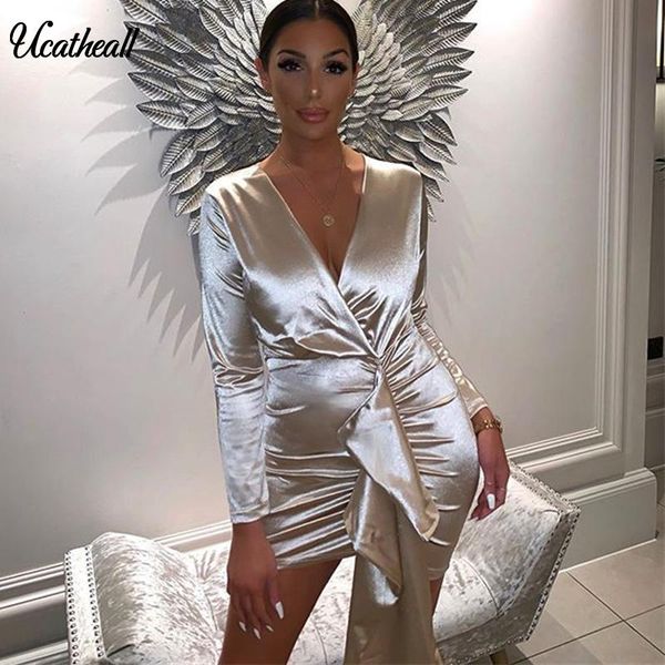 deep v satin long sleeve with belt bandage mini dress autumn winter women party club streetwear elegant sundresses casual dresses, Black;gray
deep v satin long sleeve with belt bandage mini dress autumn winter women party club streetwear elegant sundresses casual dresses, Black;gray