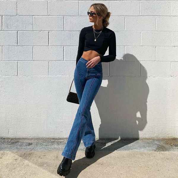 winter 2021 slim women's flare jeans solid spring fashion casual high waisted elastic long trousers women denim pants, Blue
winter 2021 slim women's flare jeans solid spring fashion casual high waisted elastic long trousers women denim pants, Blue