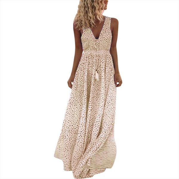 vestidos summer sleeveless dot print women dress tassels deep v neck long beach maxi feminine plus size, Black;gray
vestidos summer sleeveless dot print women dress tassels deep v neck long beach maxi feminine plus size, Black;gray