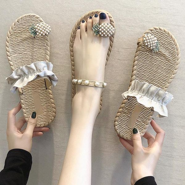 women slipper pineapple pearl flat toe bohemian casual shoes beach sandals ladies platform sandalias de mujer verano 2021 slippers, Black
women slipper pineapple pearl flat toe bohemian casual shoes beach sandals ladies platform sandalias de mujer verano 2021 slippers, Black