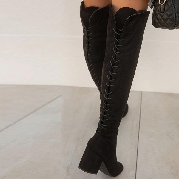boots autumn winter women shoes lace up thigh high heels cross strappy ladies over the knee long, Black
boots autumn winter women shoes lace up thigh high heels cross strappy ladies over the knee long, Black