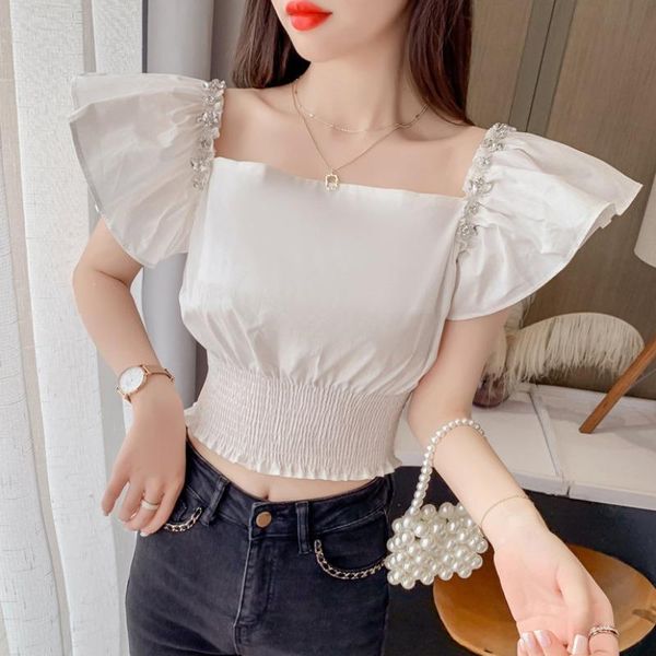 women's blouses & shirts slim patchwork diamonds vest for women square collar butterfly short sleeve minimalist solid vests female fash, White
women's blouses & shirts slim patchwork diamonds vest for women square collar butterfly short sleeve minimalist solid vests female fash, White