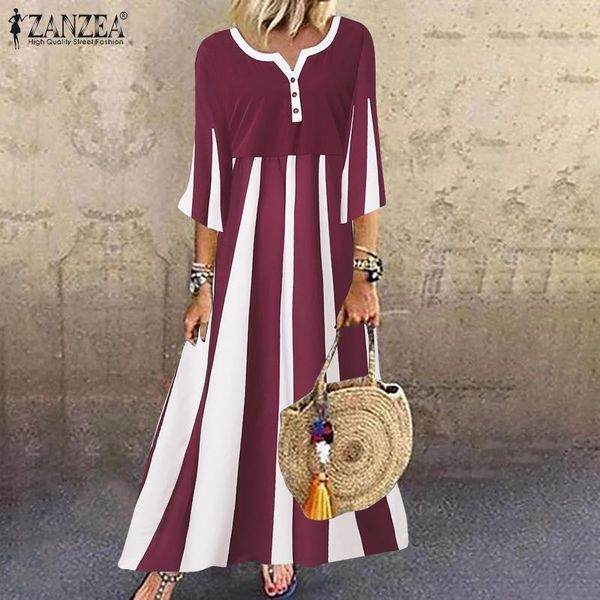 casual dresses women bohemian striped maxi long dress 2021 zanzea autumn v neck 3/4 sleeve vestidos femme robe oversized summer sundress, Black;gray
casual dresses women bohemian striped maxi long dress 2021 zanzea autumn v neck 3/4 sleeve vestidos femme robe oversized summer sundress, Black;gray