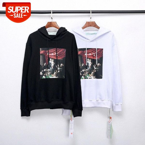 ow white fw virgin oil painting direct spray printed cotton terry hoodie #jx34, Black
ow white fw virgin oil painting direct spray printed cotton terry hoodie #jx34, Black