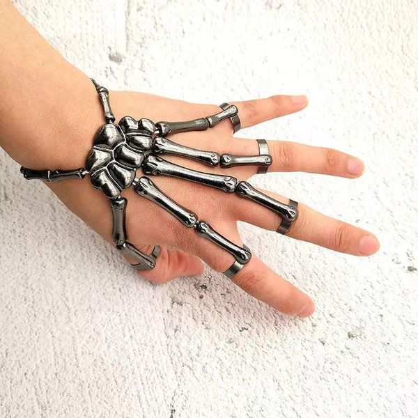 bangle halloween women's bracelet gothic punk exaggerated hand skull skeleton elastic adjustable metal texture, Black
bangle halloween women's bracelet gothic punk exaggerated hand skull skeleton elastic adjustable metal texture, Black