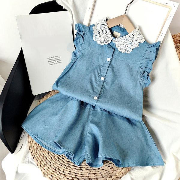 summer new girls clothes sets washed denim short-sleeved shirt +shorts 2pcs suits toddler baby kids outfits childrens clothing, White
summer new girls clothes sets washed denim short-sleeved shirt +shorts 2pcs suits toddler baby kids outfits childrens clothing, White
