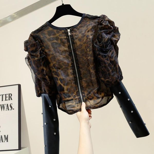 women's blouses & shirts basic blouse short pu patched puff sleeve diamonds fashion lady working wear grenadine leopard women bottom sh, White
women's blouses & shirts basic blouse short pu patched puff sleeve diamonds fashion lady working wear grenadine leopard women bottom sh, White