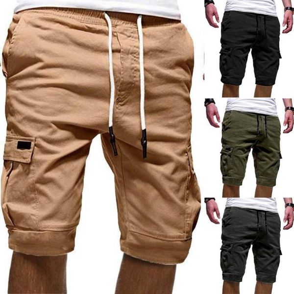 men's shorts summer casual men solid color cargo multi-pockets drawstring fifth pants, White;black
men's shorts summer casual men solid color cargo multi-pockets drawstring fifth pants, White;black