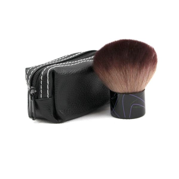 

face kabuki brush mushroom blush makeup brushes cute leather bag soft hair portable foundation makeup