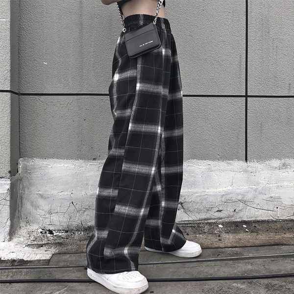 elastic waist plaid high women capri wide leg casual korean jogger punk trousers clothes gothic, Black;white
elastic waist plaid high women capri wide leg casual korean jogger punk trousers clothes gothic, Black;white