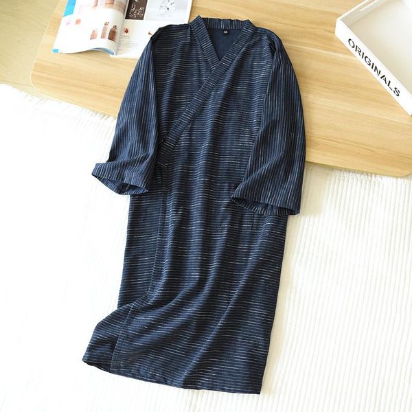 spring and summer style men's striped bath robe 100% cotton nightgown plus size sleepwear, Black;brown
spring and summer style men's striped bath robe 100% cotton nightgown plus size sleepwear, Black;brown