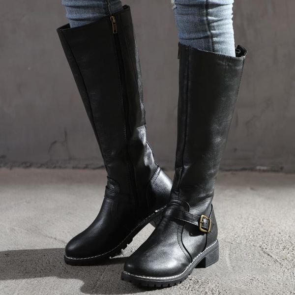 boots pu leather women long riding casual belt buckle zipper autumn winter knee high loose botas mujer footwear ac215 73pd, Black
boots pu leather women long riding casual belt buckle zipper autumn winter knee high loose botas mujer footwear ac215 73pd, Black