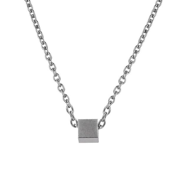 square pendant hip hop necklace stainless rock men women chain necklaces, Silver 
square pendant hip hop necklace stainless rock men women chain necklaces, Silver