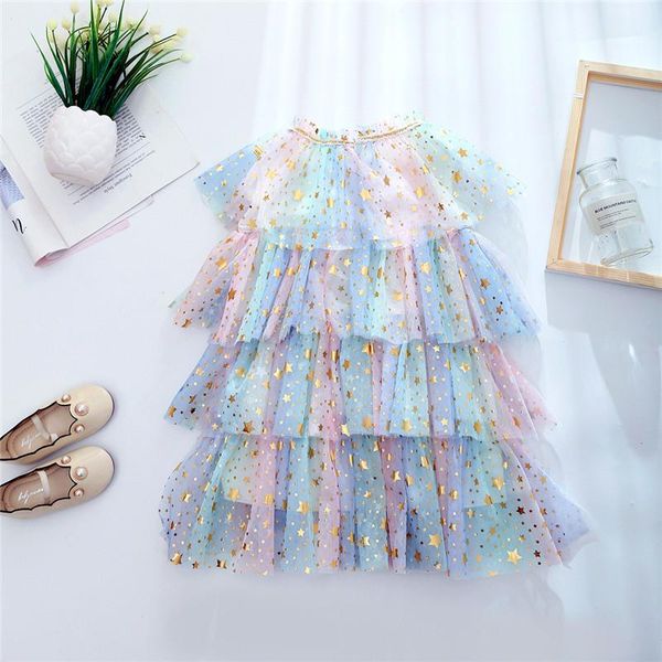 girl's dresses elegant girls flare sleeve star applique layered clothes summer party wear wedding clothing children's, Red;yellow
girl's dresses elegant girls flare sleeve star applique layered clothes summer party wear wedding clothing children's, Red;yellow