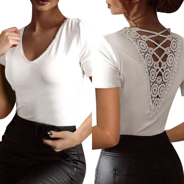 women's t-shirt women backless t-shirts lace hollow out short sleeve cut cross slim fit white tee elegent solid tshirts
women's t-shirt women backless t-shirts lace hollow out short sleeve cut cross slim fit white tee elegent solid tshirts
