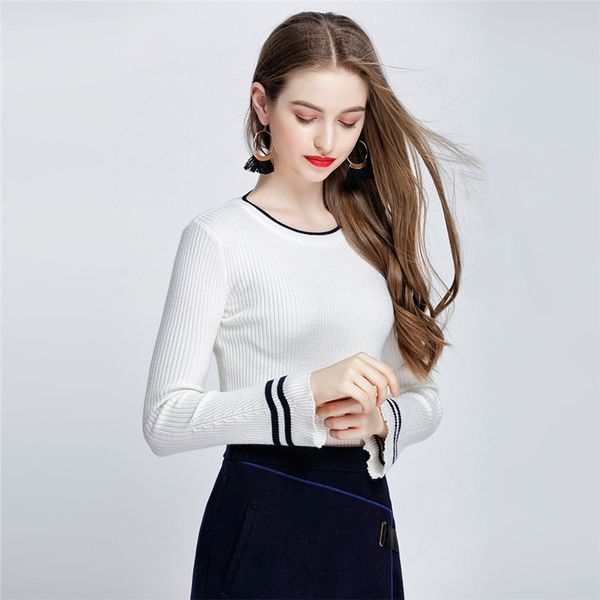 winter women sweater korean knitted striped warm tunic trumpet long sleeve black pullover harajuku cashmere jumper 210428, White;black
winter women sweater korean knitted striped warm tunic trumpet long sleeve black pullover harajuku cashmere jumper 210428, White;black
