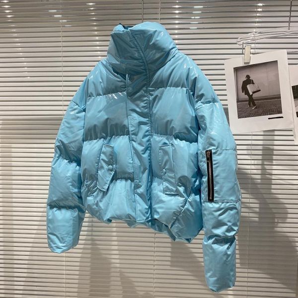 women's down & parkas 2021 winter jacket fashion casual zipper sleeve color bright patent leather stand-up collar cotton women, Black
women's down & parkas 2021 winter jacket fashion casual zipper sleeve color bright patent leather stand-up collar cotton women, Black