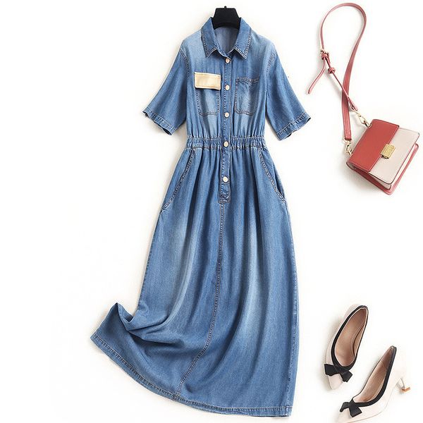 two piece dress high street female fashion spring clothes designers turn down collar solid blue denim dress casual midi wukx, White
two piece dress high street female fashion spring clothes designers turn down collar solid blue denim dress casual midi wukx, White