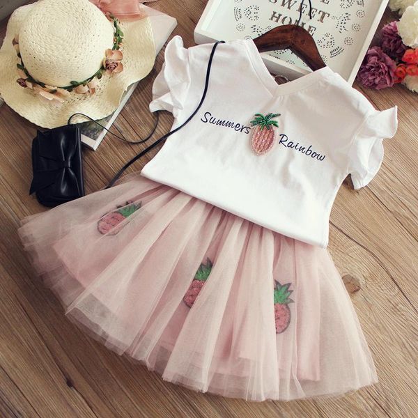clothing sets kawaii girls suit summer pineapple pattern t shrit + skirt cotton short sleeve fashion mesh children's, White
clothing sets kawaii girls suit summer pineapple pattern t shrit + skirt cotton short sleeve fashion mesh children's, White