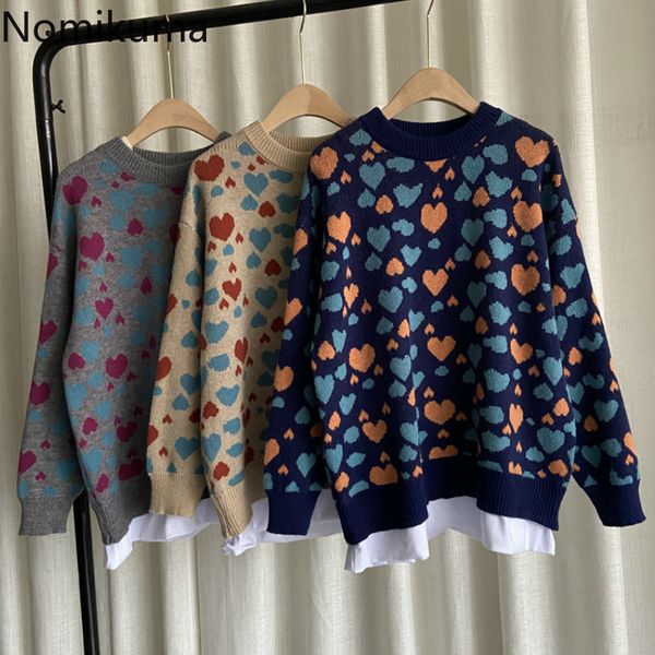 nomikuma love pattern vintage sweaters o neck long sleeve casual loose pullover jumpers fake two pieces korean style sueter 210514, White;black
nomikuma love pattern vintage sweaters o neck long sleeve casual loose pullover jumpers fake two pieces korean style sueter 210514, White;black