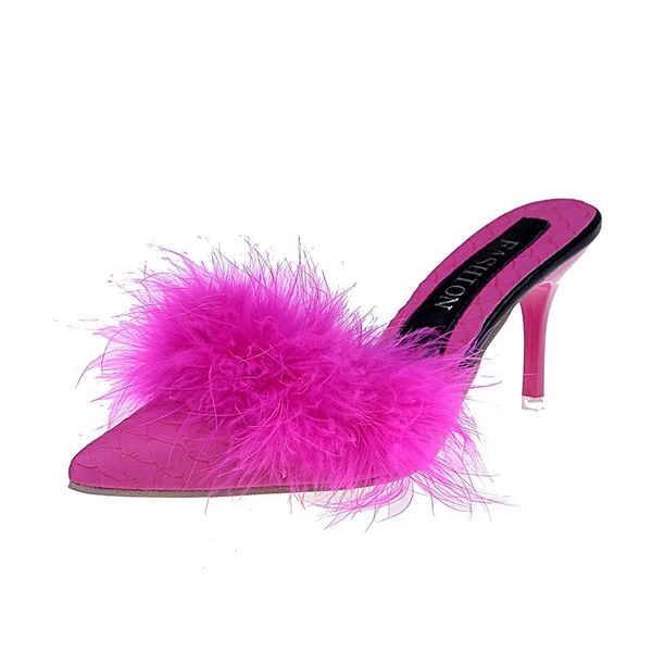 slippers women spring autumn furry female fashion ostrich hair high heels ladies nightclub pointed toe fine heel, Black
slippers women spring autumn furry female fashion ostrich hair high heels ladies nightclub pointed toe fine heel, Black