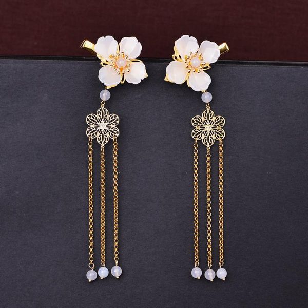 other a pair of long copper-zinc alloy tassel pendant hairpin clip exquisite white coloured glaze flower side retro hair jewelry, Golden;white
other a pair of long copper-zinc alloy tassel pendant hairpin clip exquisite white coloured glaze flower side retro hair jewelry, Golden;white
