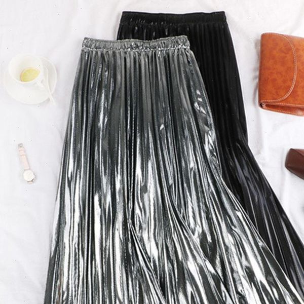 autumn pleated elegant womens skirts high waist long silver gold metallic shiny ankle length maxi, Black
autumn pleated elegant womens skirts high waist long silver gold metallic shiny ankle length maxi, Black